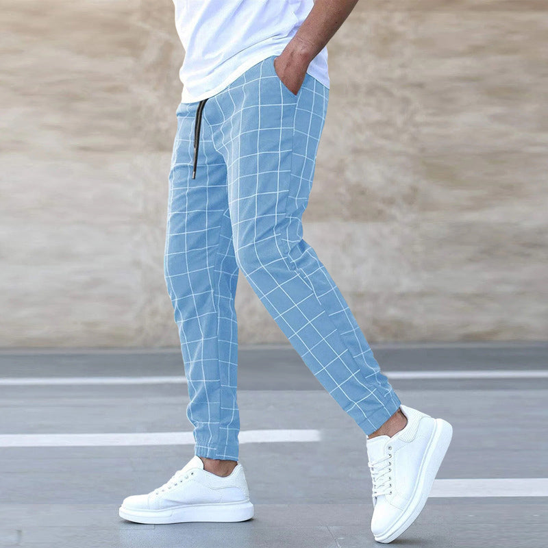 Charles Morrison Checkered Joggers with Drawstrings