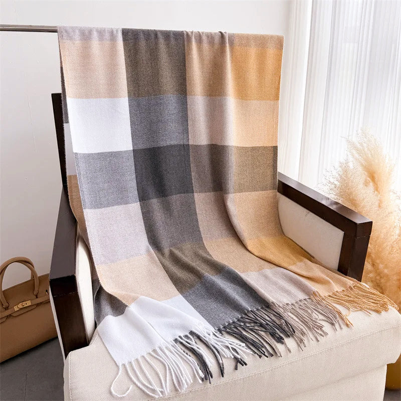 Color-Block Scarf with Tassel Finish