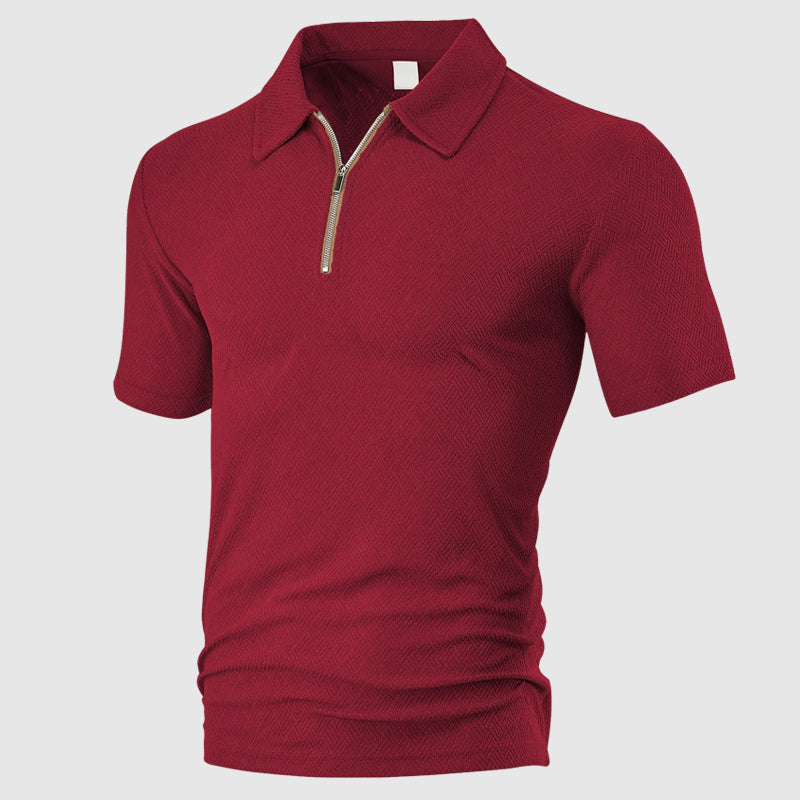 Frank Hardy Textured Zip-Neck Polo Shirt