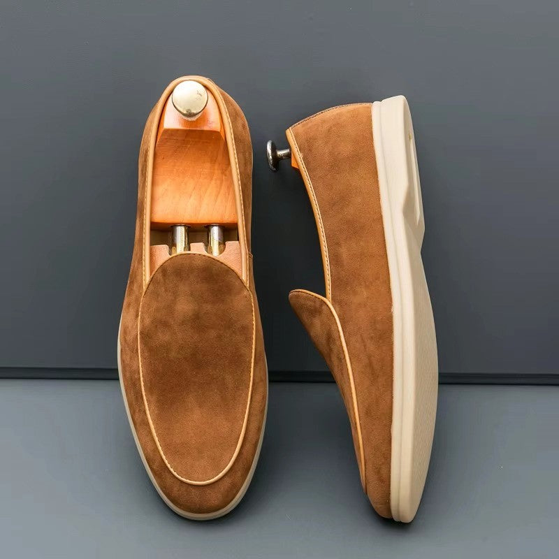 Louis Martin Minimal Suede Slip-On Loafers