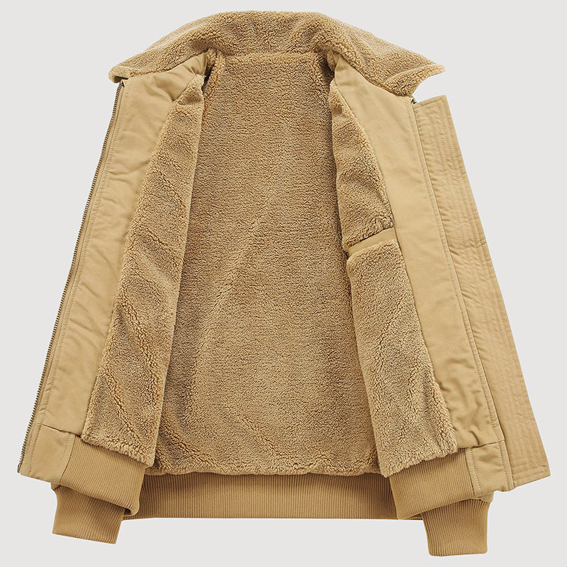 Men’s Fleece-Lined Cotton Jacket with Zip Front