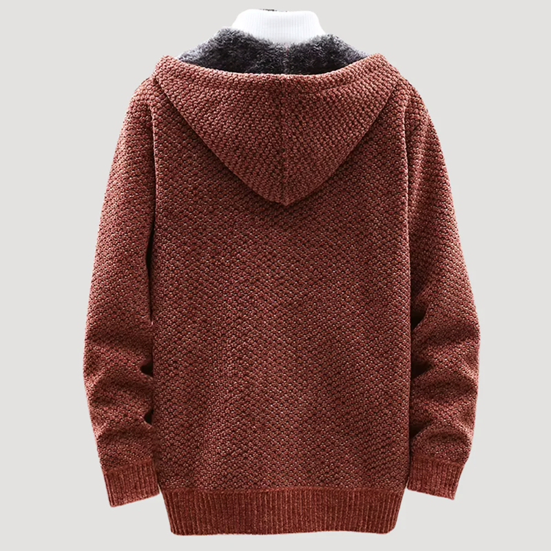 Men’s Jacquard Knit Hoodie with Fleece Lining
