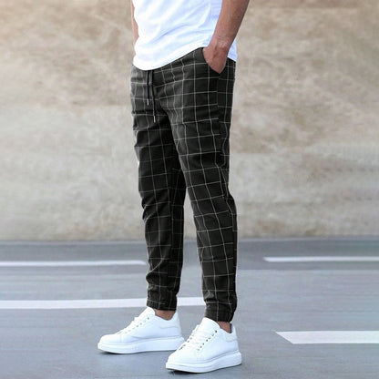 Charles Morrison Checkered Joggers with Drawstrings