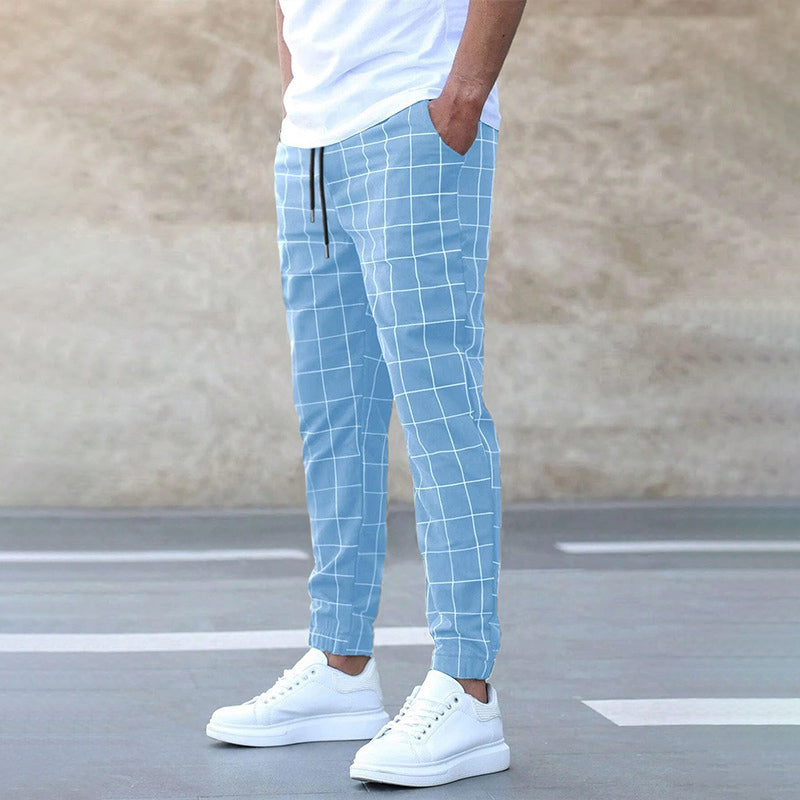 Charles Morrison Checkered Joggers with Drawstrings