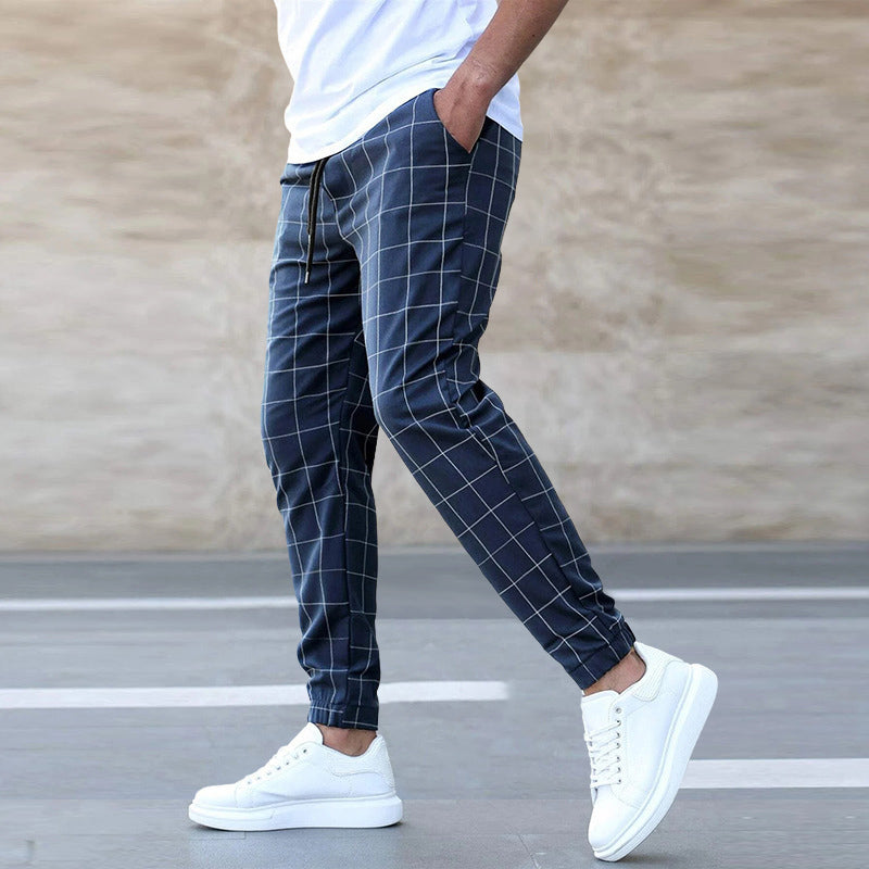 Charles Morrison Checkered Joggers with Drawstrings