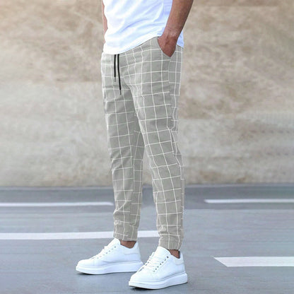 Charles Morrison Checkered Joggers with Drawstrings