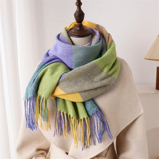 Color-Block Scarf with Tassel Finish