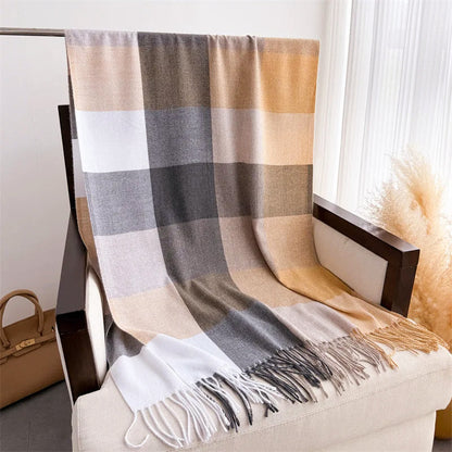 Color-Block Scarf with Tassel Finish