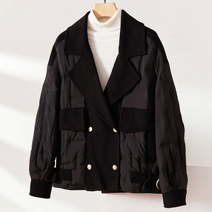 Double-Breasted Wool Down Jacket for Women
