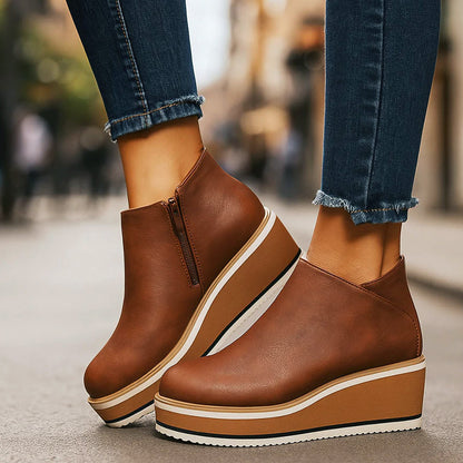 Emie Daly Platform Ankle Boots with Side Zipper