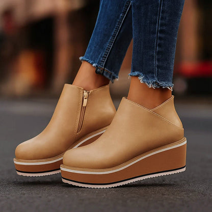 Emie Daly Platform Ankle Boots with Side Zipper