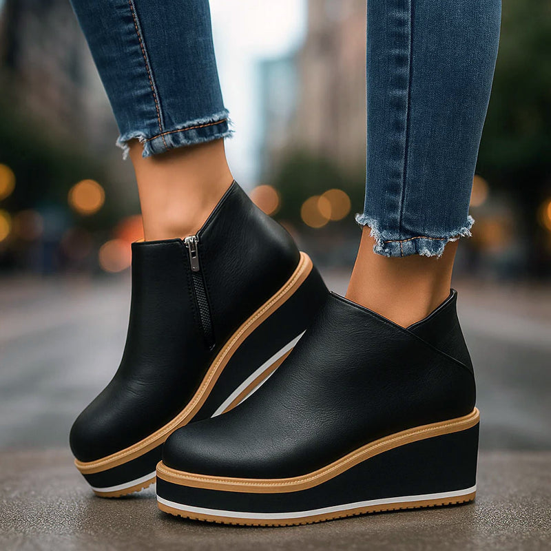 Emie Daly Platform Ankle Boots with Side Zipper