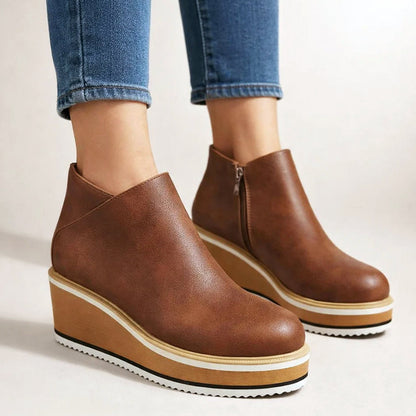 Emie Daly Platform Ankle Boots with Side Zipper