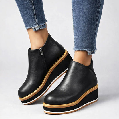 Emie Daly Platform Ankle Boots with Side Zipper