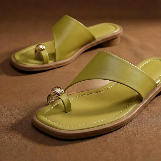 Emie Daly Slide Sandals with Toe Ring