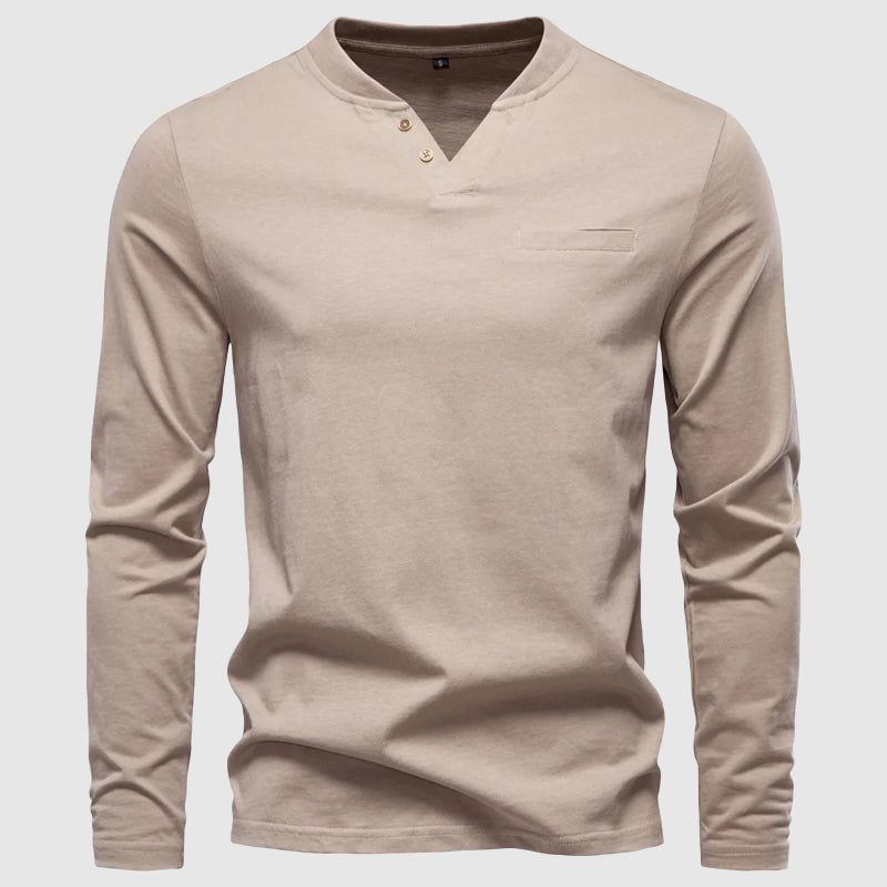 Frank Hardy Cotton V-Neck Henley Shirt
