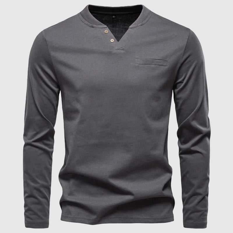 Frank Hardy Cotton V-Neck Henley Shirt