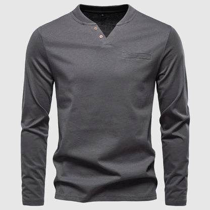 Frank Hardy Cotton V-Neck Henley Shirt