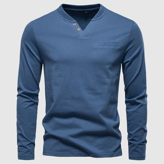 Frank Hardy Cotton V-Neck Henley Shirt