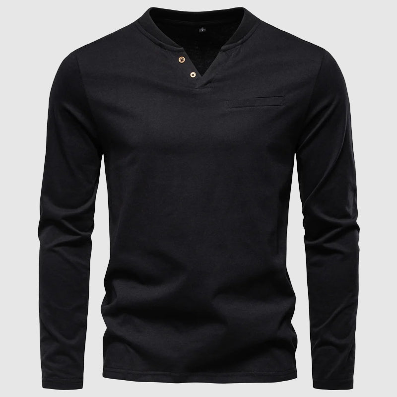 Frank Hardy Cotton V-Neck Henley Shirt