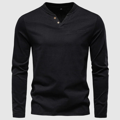 Frank Hardy Cotton V-Neck Henley Shirt