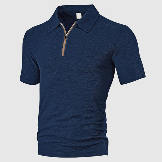 Frank Hardy Textured Zip-Neck Polo Shirt