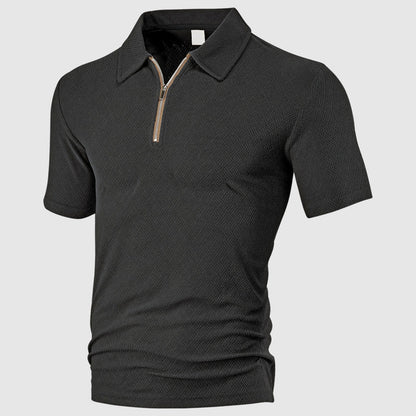 Frank Hardy Textured Zip-Neck Polo Shirt