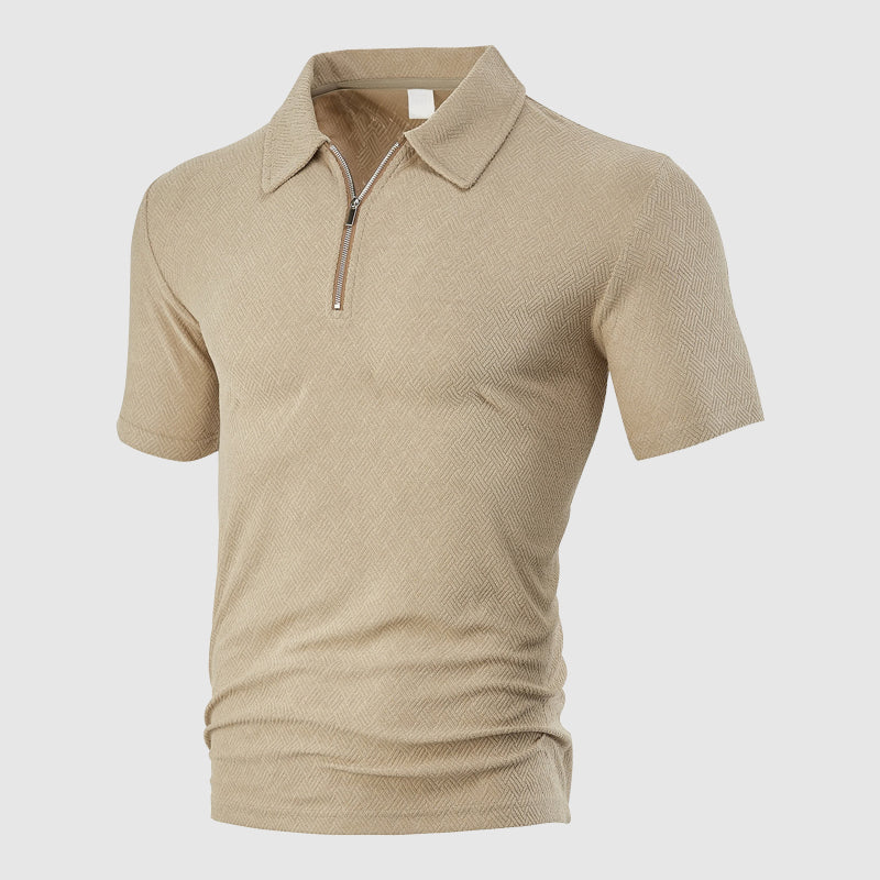 Frank Hardy Textured Zip-Neck Polo Shirt
