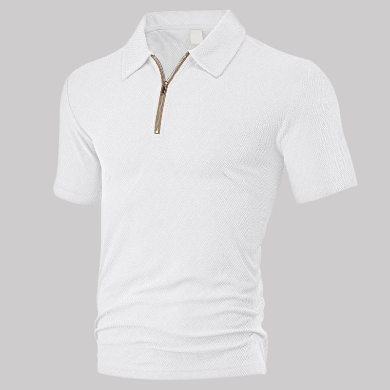 Frank Hardy Textured Zip-Neck Polo Shirt