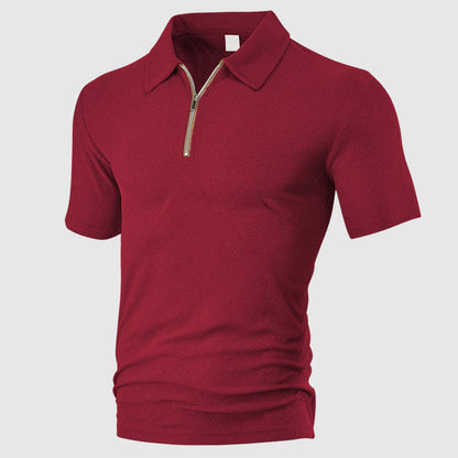 Frank Hardy Textured Zip-Neck Polo Shirt