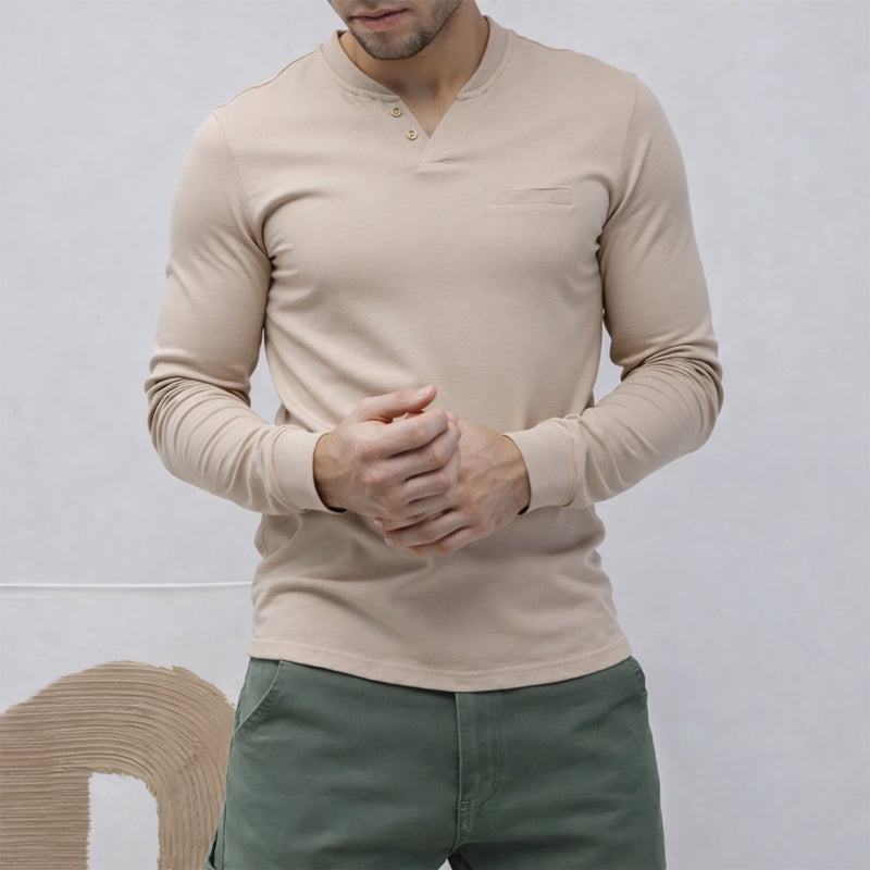 Frank Hardy Cotton V-Neck Henley Shirt