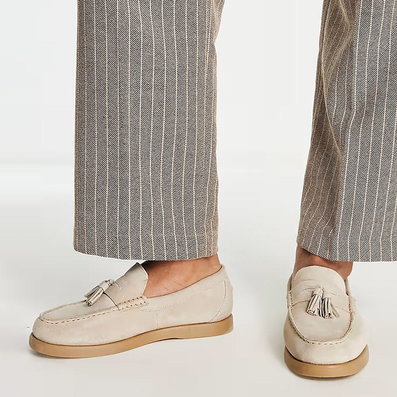 Frank Hardy Suede Loafers with Tassel Detail
