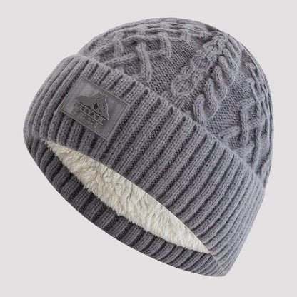 Knit Beanie with Fold-Over Cuff and Fleece Lining