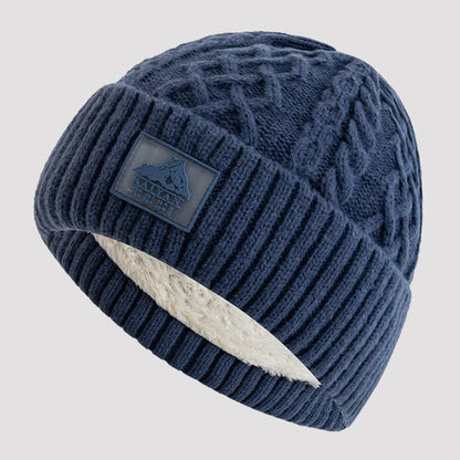 Knit Beanie with Fold-Over Cuff and Fleece Lining