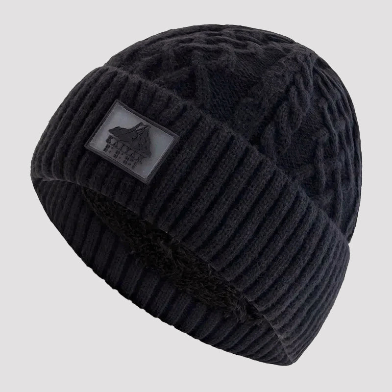 Knit Beanie with Fold-Over Cuff and Fleece Lining