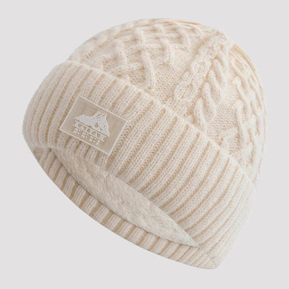 Knit Beanie with Fold-Over Cuff and Fleece Lining