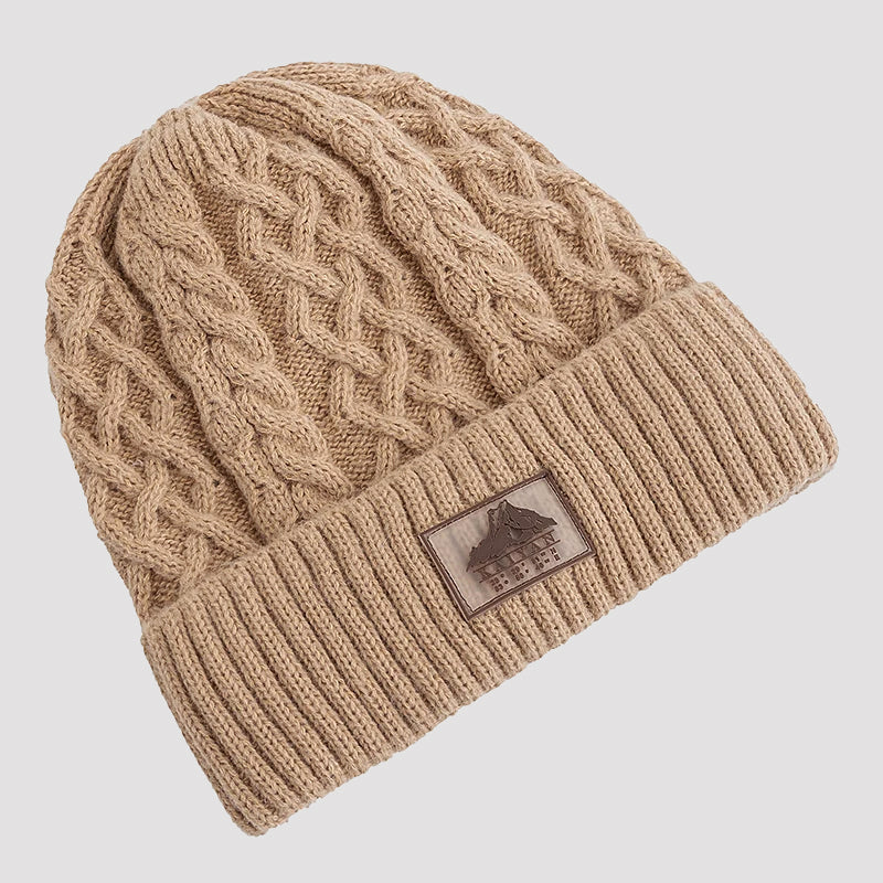 Knit Beanie with Fold-Over Cuff and Fleece Lining