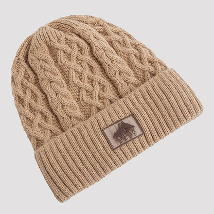 Knit Beanie with Fold-Over Cuff and Fleece Lining