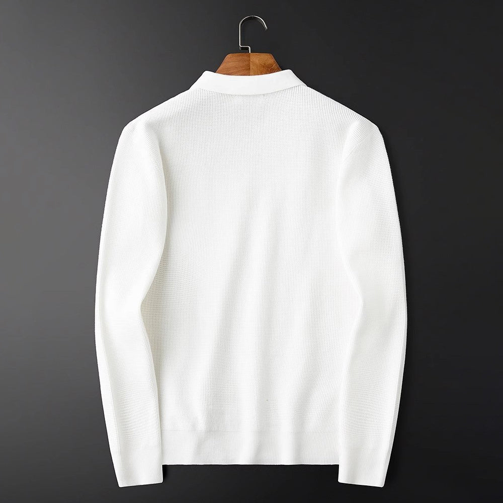 Louis Martin Waffle-Knit Quarter-Zip Polo Shirt
