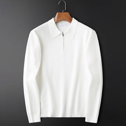 Louis Martin Waffle-Knit Quarter-Zip Polo Shirt