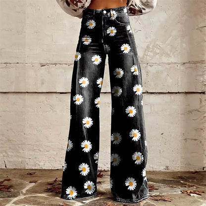 Malin Tassou Flared Jeans with All-Over Pattern