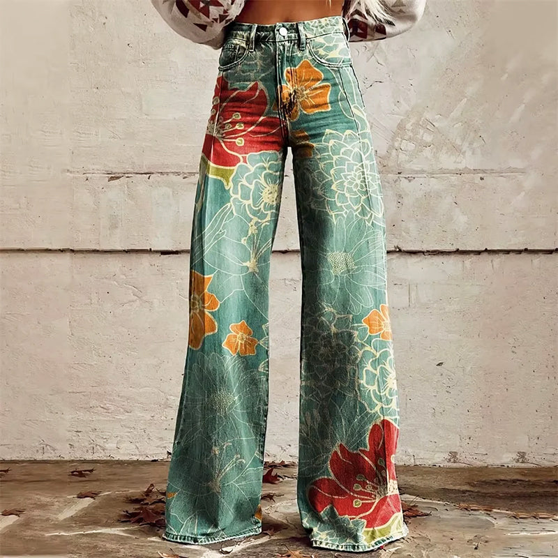 Malin Tassou Flared Jeans with All-Over Pattern