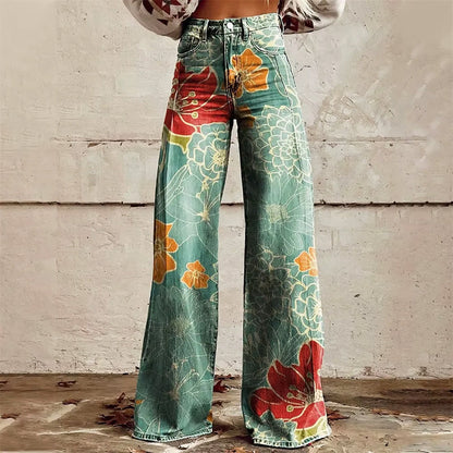 Malin Tassou Flared Jeans with All-Over Pattern
