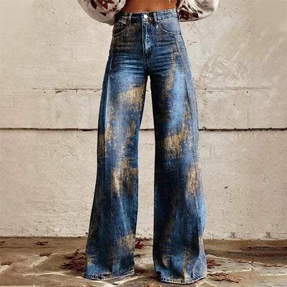 Malin Tassou Flared Jeans with All-Over Pattern