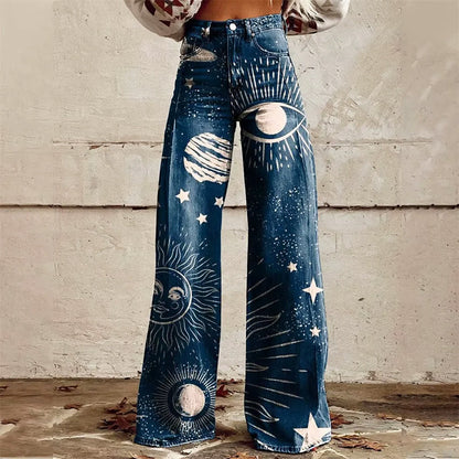 Malin Tassou Flared Jeans with All-Over Pattern
