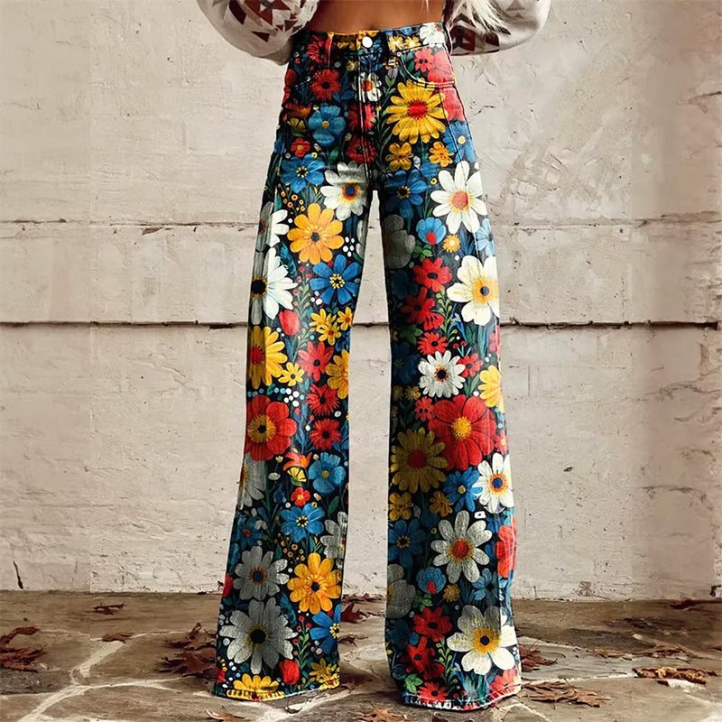 Malin Tassou Flared Jeans with All-Over Pattern