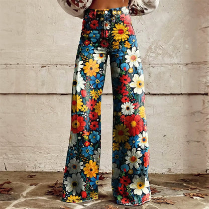 Malin Tassou Flared Jeans with All-Over Pattern