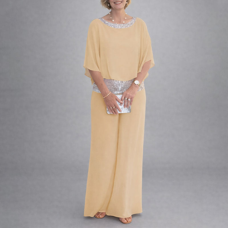 Malin Tassou Two-Piece Set with Sequin Trim Top