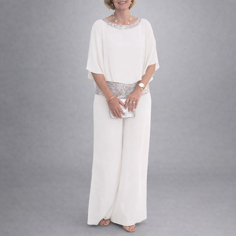 Malin Tassou Two-Piece Set with Sequin Trim Top