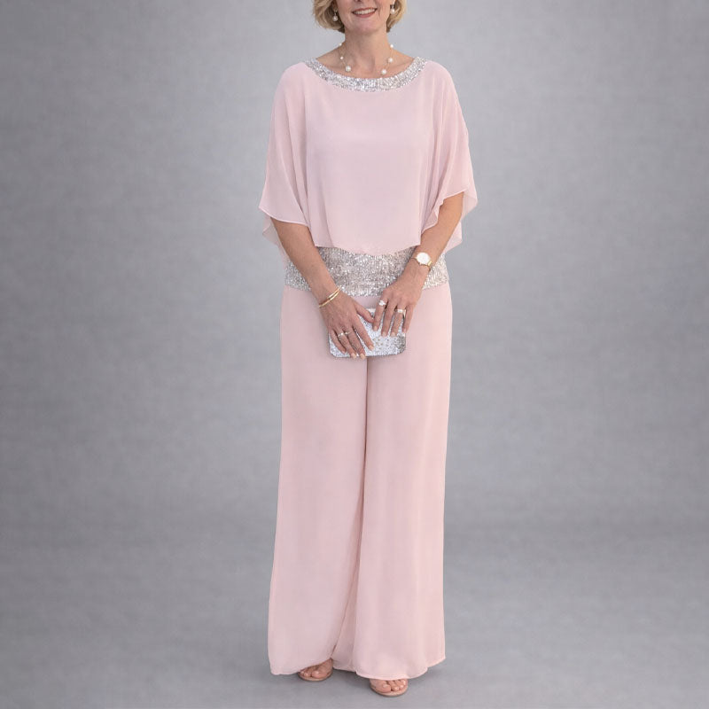 Malin Tassou Two-Piece Set with Sequin Trim Top